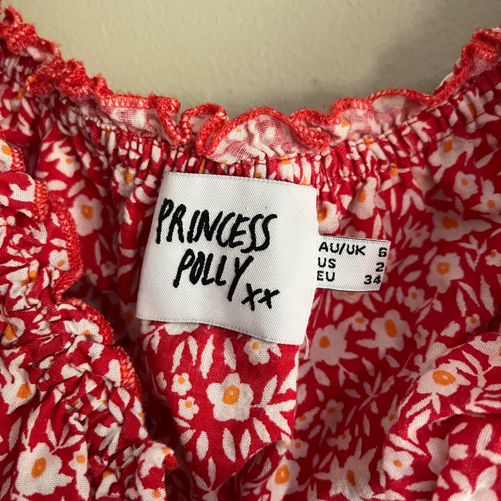 Princess Polly Red Floral Crop Top - Picture 2 of 5